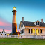 Tybee Island, Georgia, USA at the lighthouse at dusk.